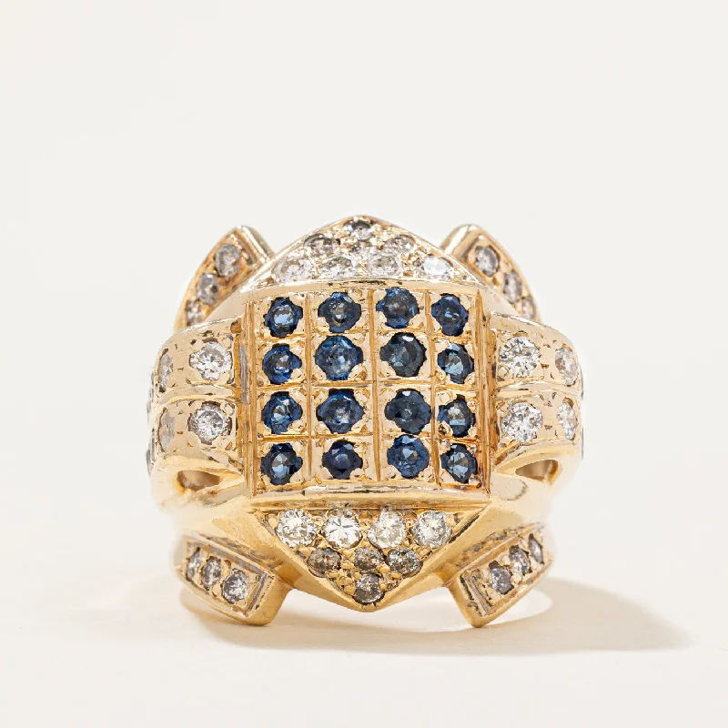 stackable rings with gemstones -Diamond & Sapphire Cocktail Ring | 1.12ctw, 0.72ctw | SZ 6.5 |