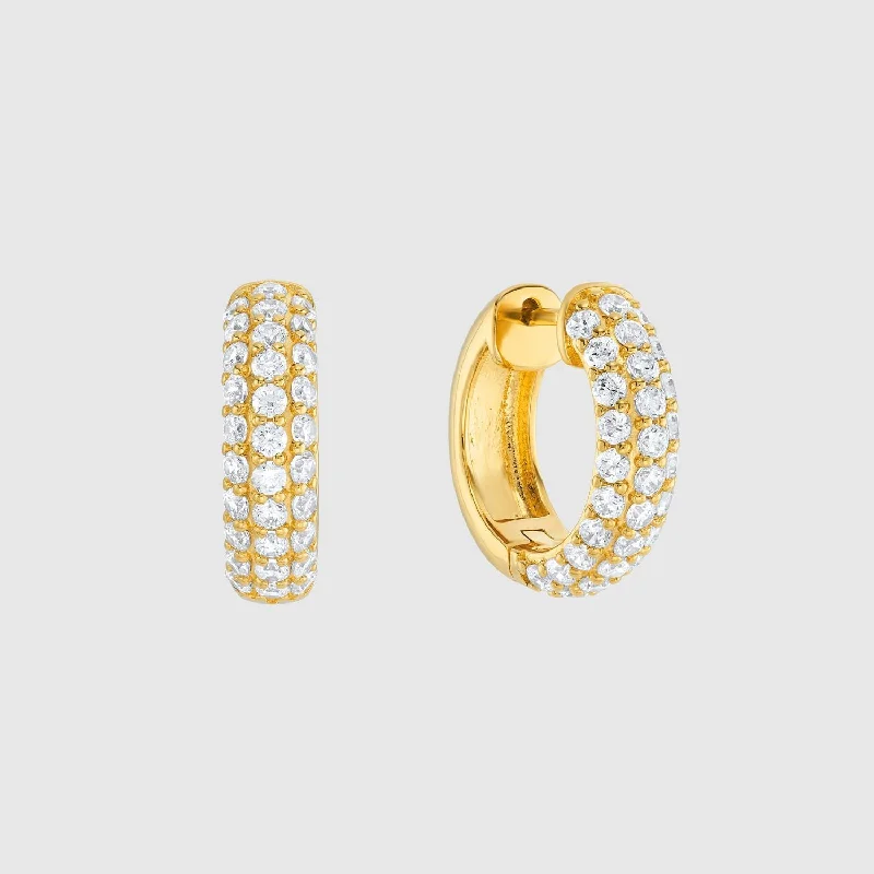 beautiful silver hoop earrings -Auree x @theeditbutton Chunky Gold and Cubic Zirconia Round Hoops