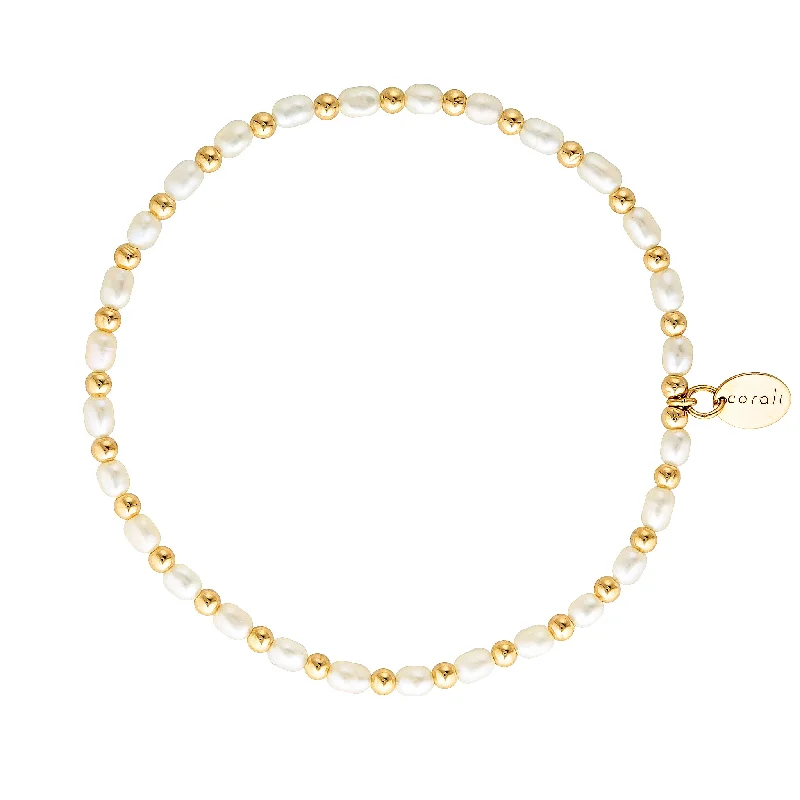 personalized engraved bracelets for women -Bridal Bora Bora Bracelet ~ Gold & Pearls