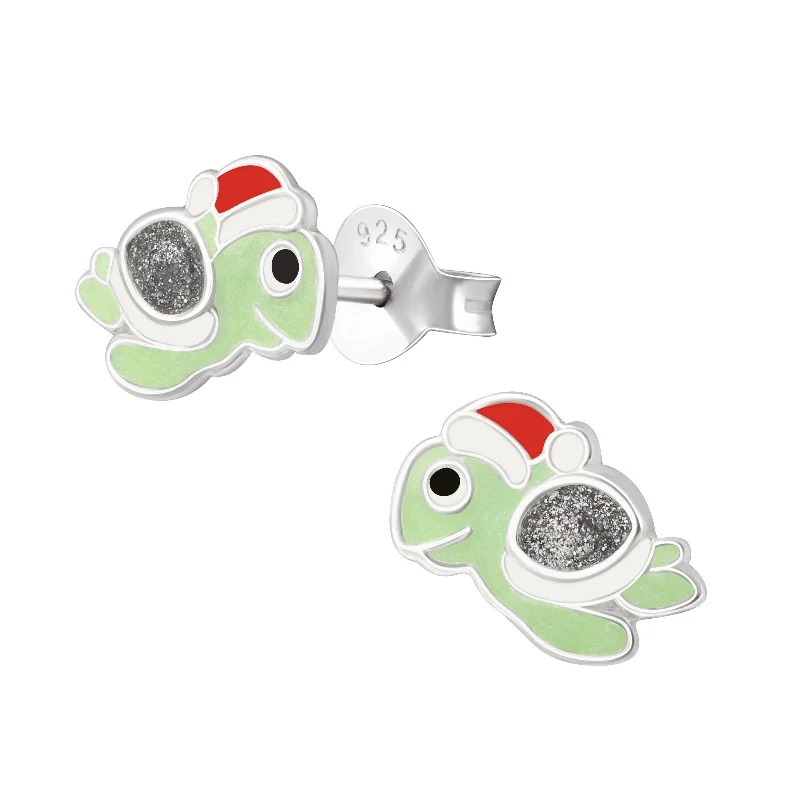 timeless pearl earrings -Children's Sterling Silver Christmas Turtle Stud Earrings