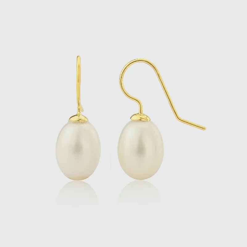 chic ear jackets -Gloucester White Freshwater Pearl & Gold Vermeil Drop Earrings