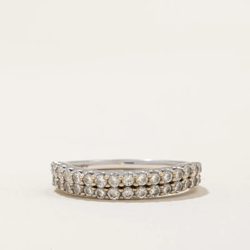 luxury statement rings -Twin Semi Eternity Diamond Bands | 1.00ctw | SZ 8 |