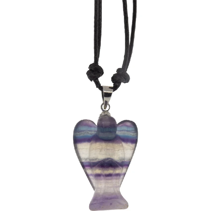 chic layerable necklaces -Gemstone Angel Necklace - Fluorite