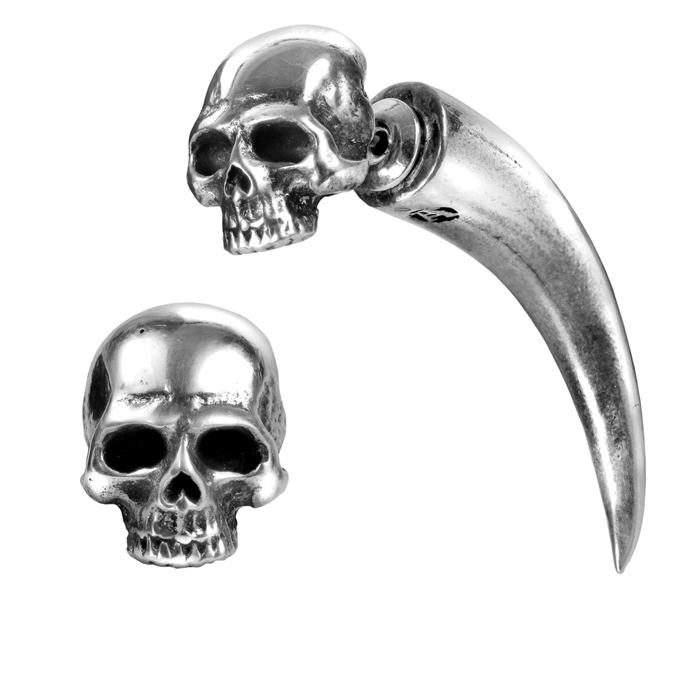 elegant crystal earrings -Tomb Skull Horn Earring by Alchemy Gothic