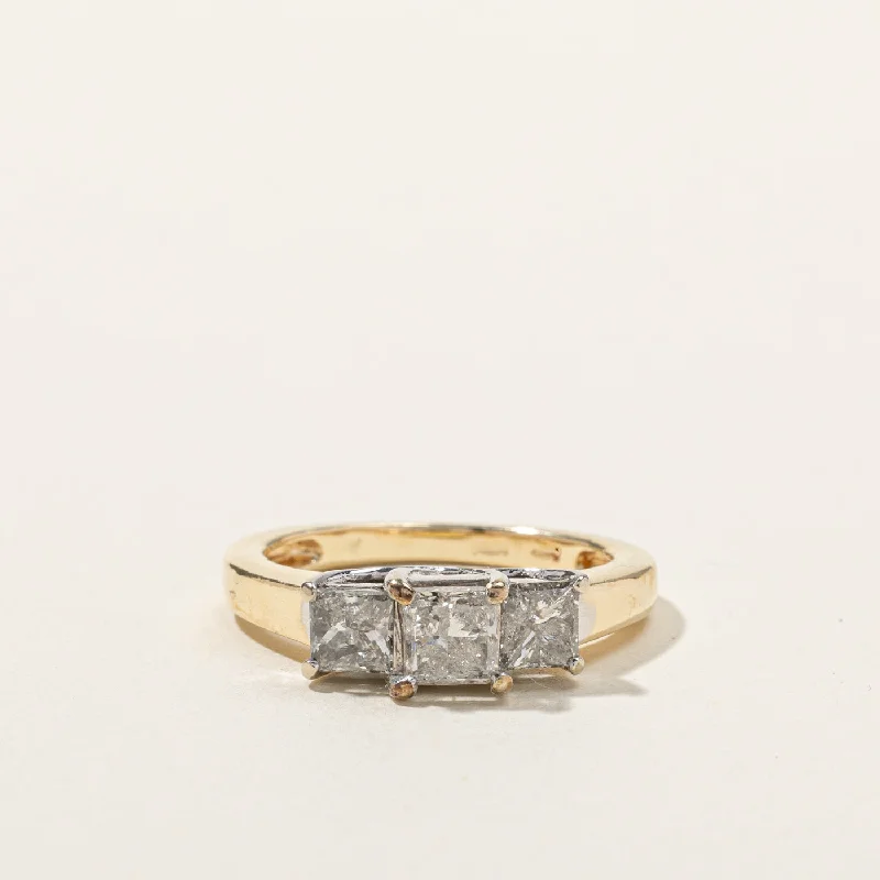 stylish stack rings -Three Stone Princess Diamond Ring | 1.41ctw I2 I/J | SZ 5 |