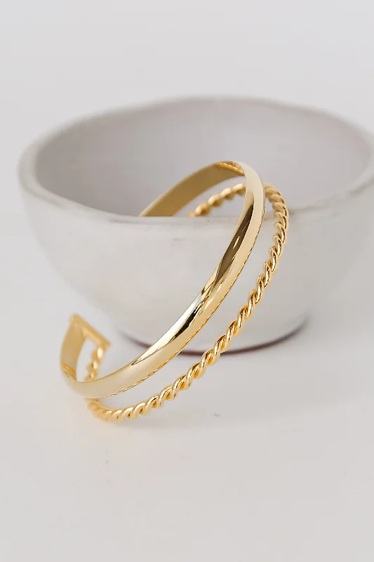 matching bracelet sets for women -FINAL SALE - Valerie Gold Cuff Bracelet