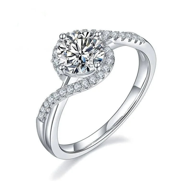 affordable engagement rings for brides -18k White Gold Twist 1.0ct VVS1 Diamond Ring