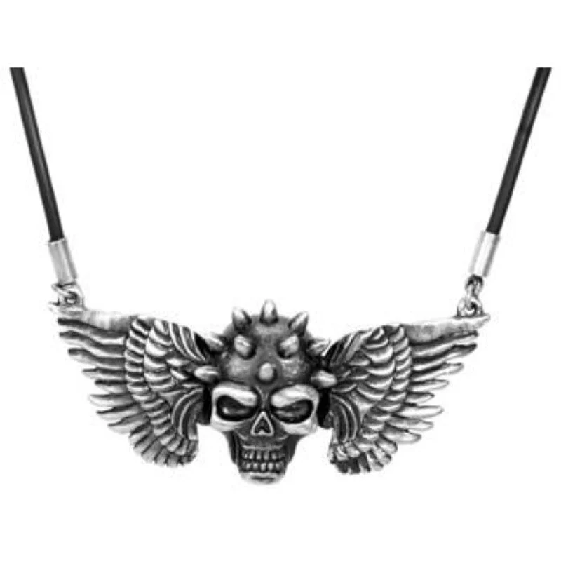 fashionable layered necklaces -Skull Wings Necklace