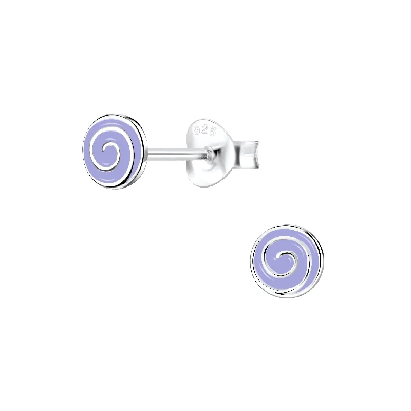 romantic drop earrings -Children's Sterling Silver 'Purple Sweetie Swirl' Stud Earrings