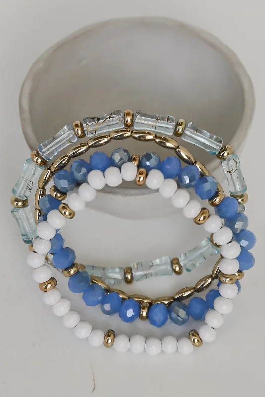 unique charm bracelets for women -FINAL SALE - Stella Blue Beaded Bracelet Set