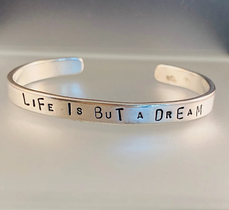 matching bracelet sets for women -Sterling Silver Life is But A Dream Cuff Bracelet