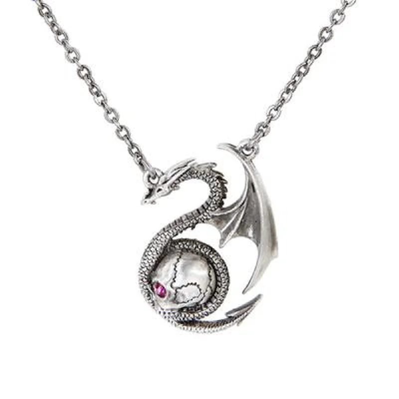 luxury engagement necklaces -Dragon with Skull Necklace