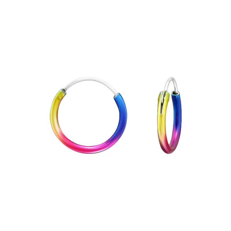 women earrings -Children's Sterling Silver Multicoloured Hoop Earrings