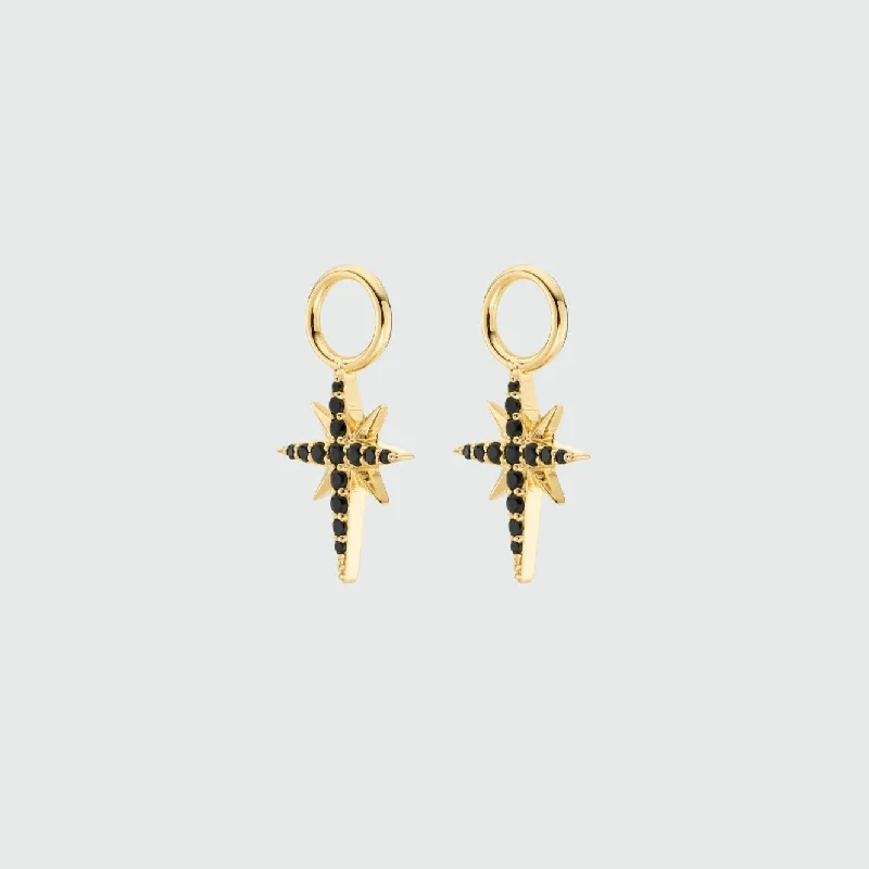 custom name earrings -Auree x @theeditbutton Gold and Black Cubic Zirconia Star Drops