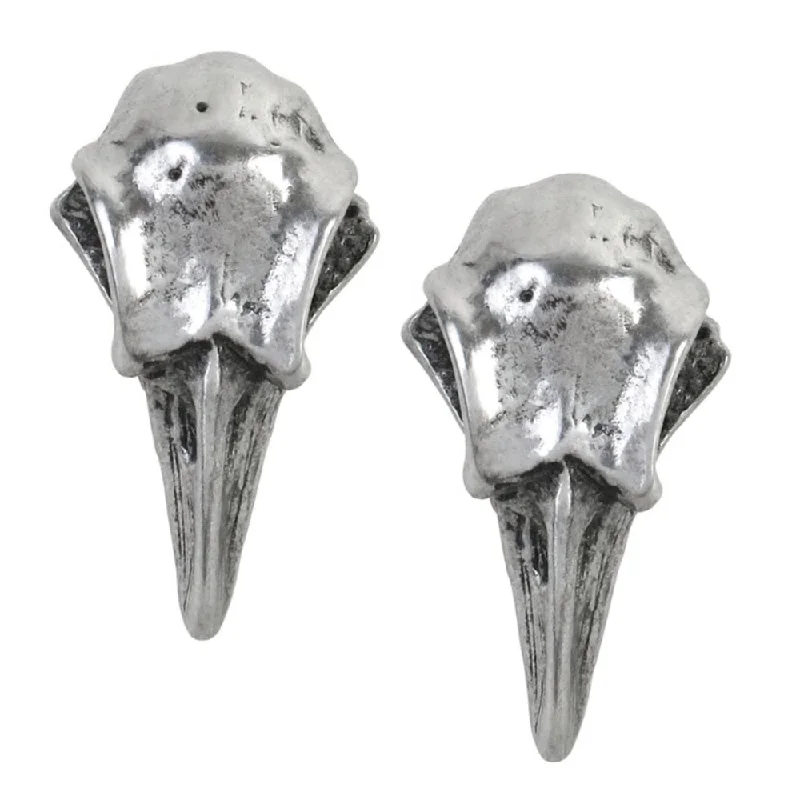 fashion earrings for women -Rabeschadel Raven Skull Earrings by Alchemy Gothic