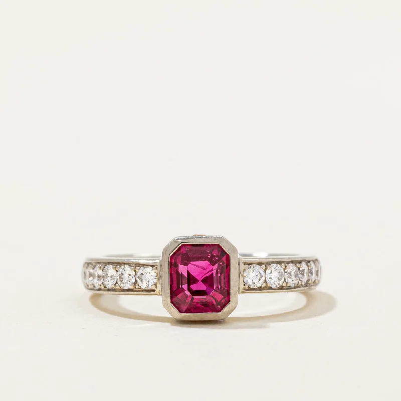 trendy silver rings -Ruby & Diamond Soft Square Ring | 1.05ct, 0.47ctw | SZ 5.75 |