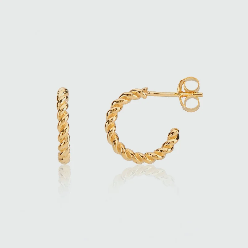 custom earrings for her -Alhambra Mini Piccolo Twisted Gold Vermeil Hoop Earrings