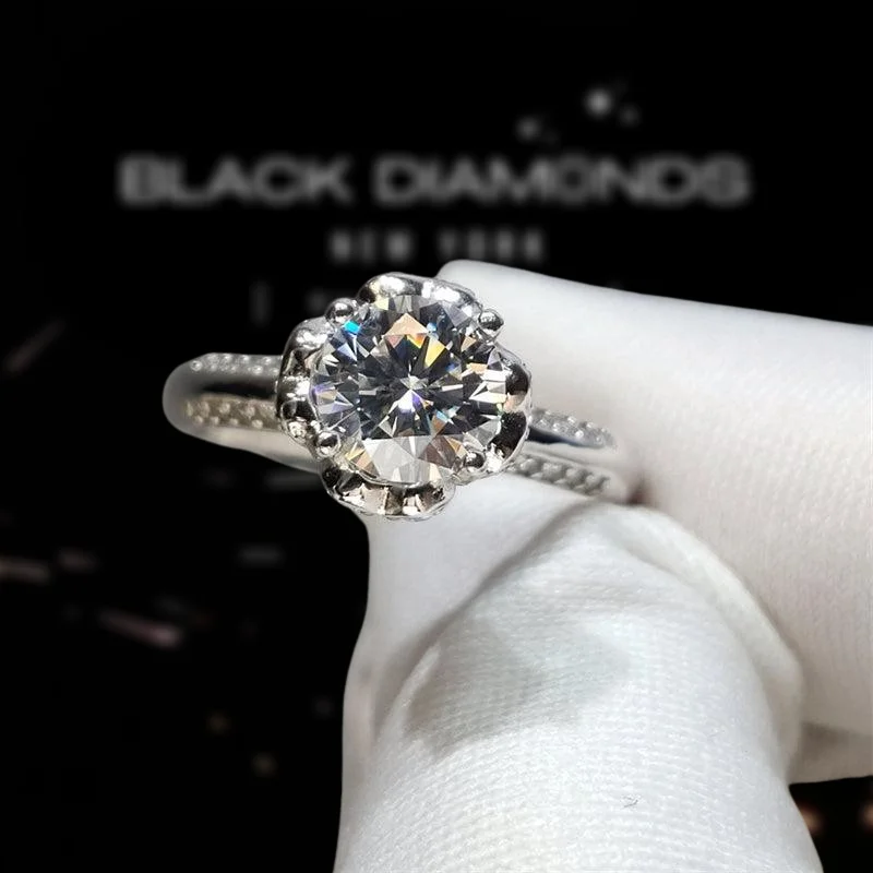 elegant princess-cut rings -1.0 Ct Round Cut Diamond Rose Bud Engagement Ring