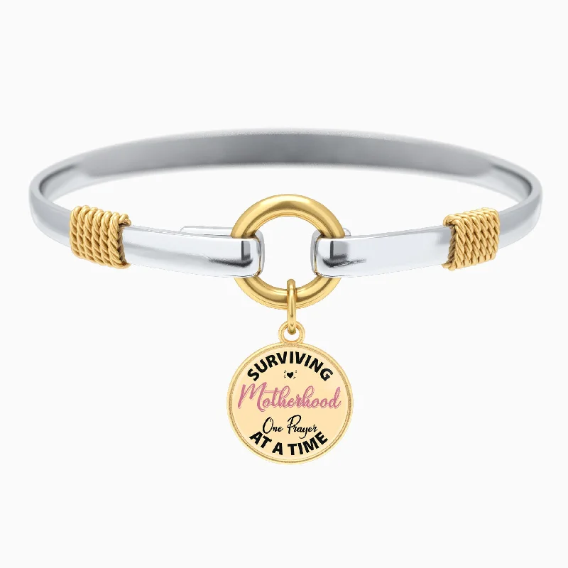 sterling silver bangles -Surviving Motherhood - Two-Tone Bracelet