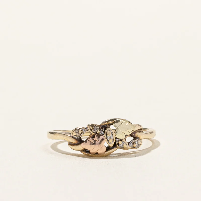 fashionable silver rings -Two Tone Gold Diamond Ring | 0.04ctw | SZ 6.5 |