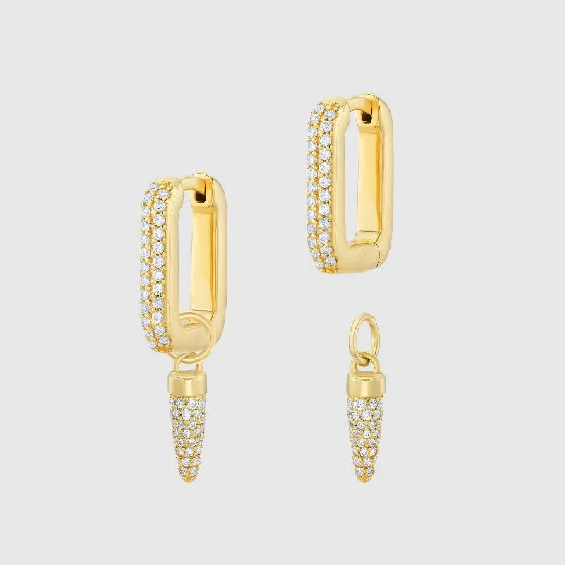 luxury ear cuffs -Auree x @theeditbutton Gold CZ Interchangeable Hoop & White Pointed Drop Earrings