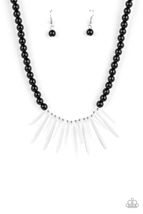 eco-friendly gemstone necklaces -Icy Intimidation Black Necklace