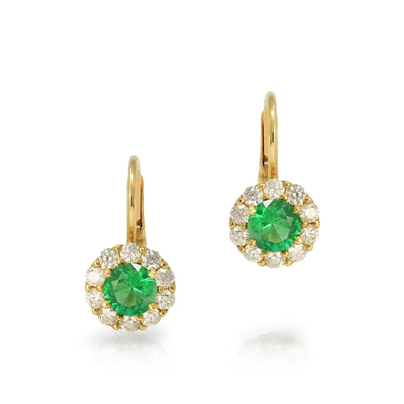 luxury ear cuffs -Emerald and Diamond Drop Earrings