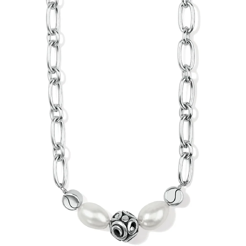 minimalist chain necklaces -Contempo Pearl Short Necklace