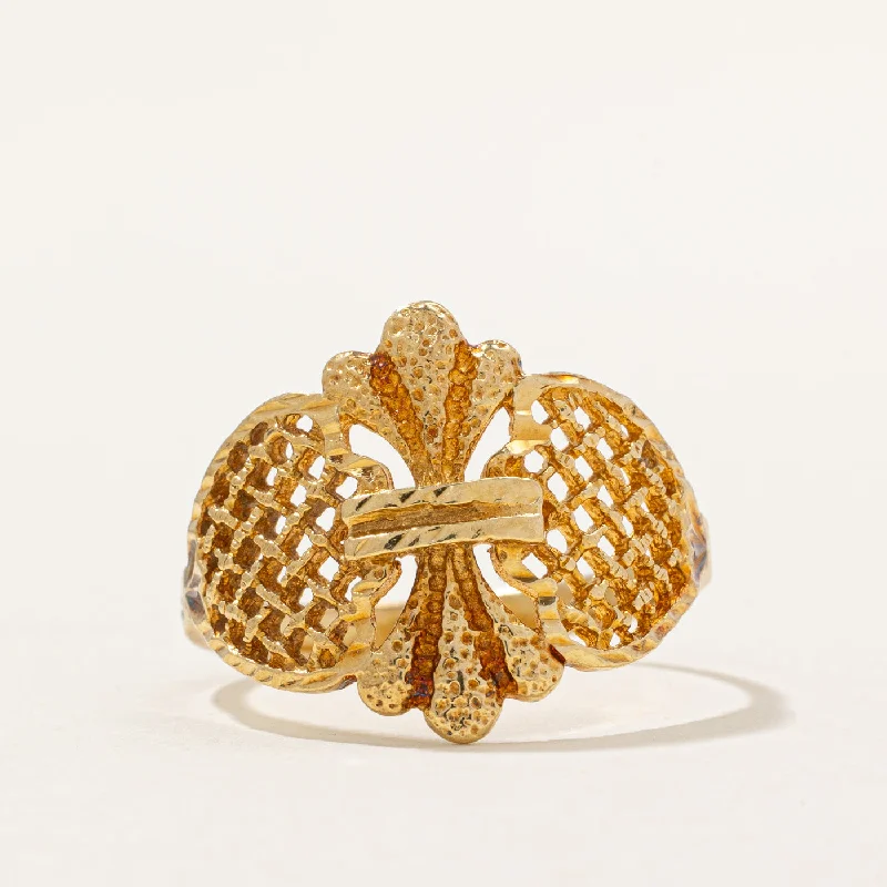 romantic rings for women -18k Yellow Gold Fleur De Lis Ring | SZ 7.75 |