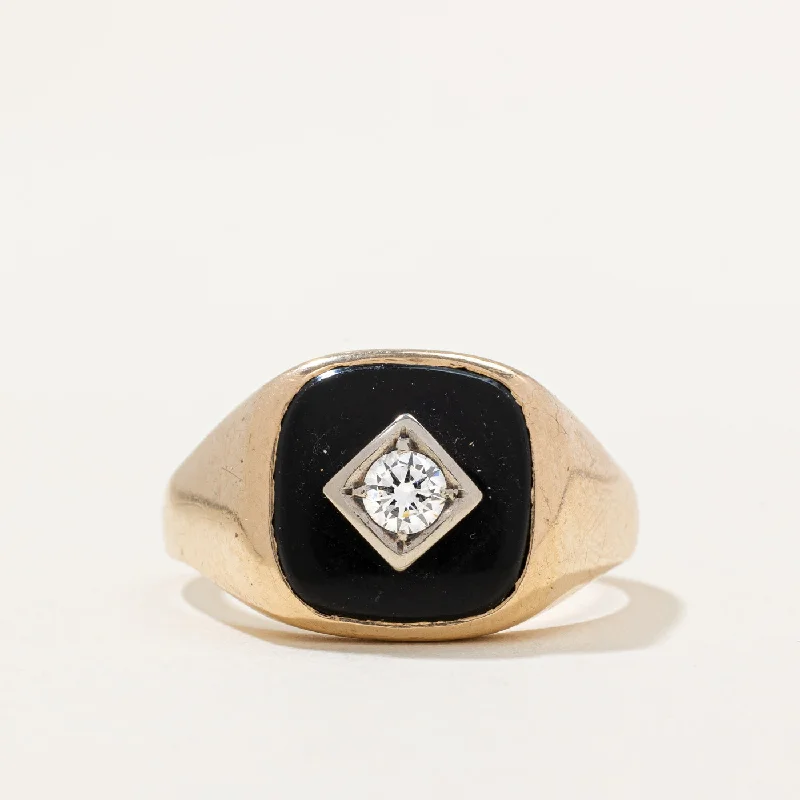 rings with gemstones -Onyx & Diamond Cocktail Ring | 2.00ct, 0.20ct | SZ 10.5 |