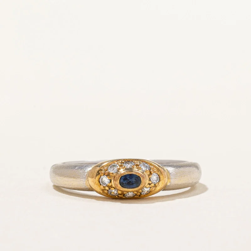 romantic rings for women -Diamond & Blue Sapphire Ring | 0.08ctw, 0.07ct | SZ 6 |