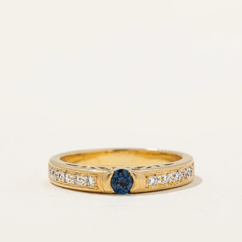 radiant cut rings for women -Diamond & Sapphire Ring | 0.22ctw, 0.18ct | SZ 7.75 |