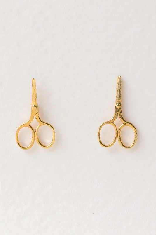 stunning gemstone earrings -Little Sewing Scissor Stud Earrings | Gold Plated