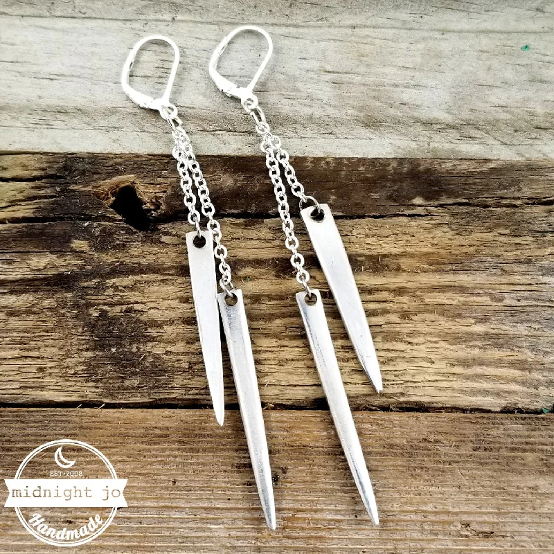 stylish earrings for women -Fork Tine Long Dangle Earrings