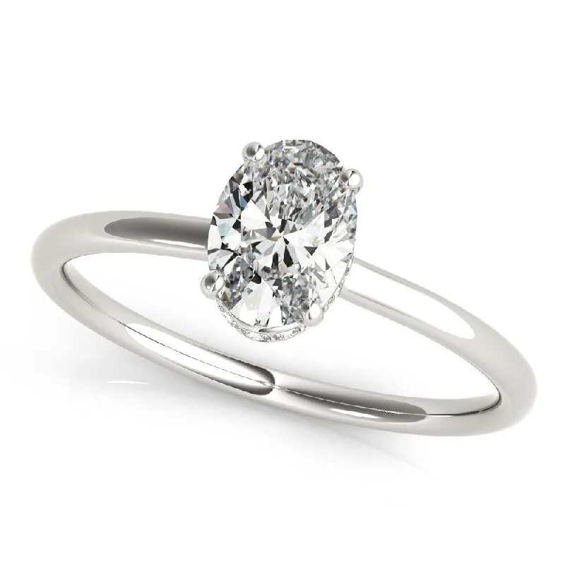 simple engagement rings -Vintage Christina Oval Engagement Ring 1.0Ct IGI Certified