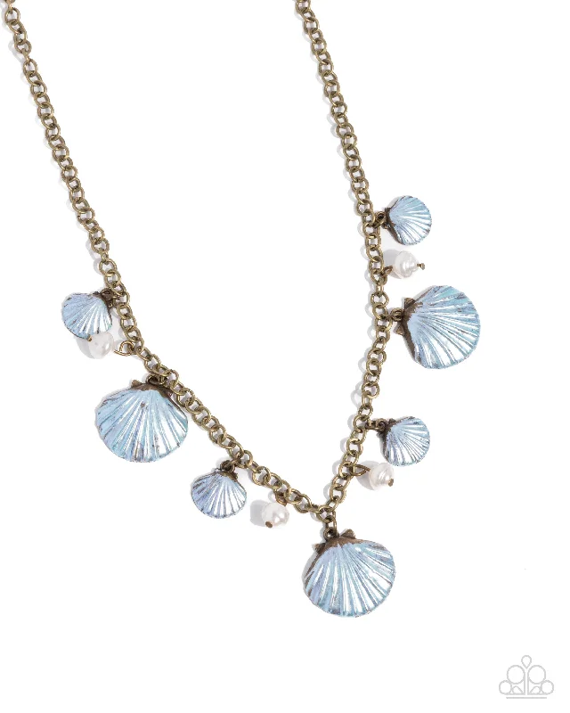 vintage charm necklaces -Seashell Sophistication - Brass