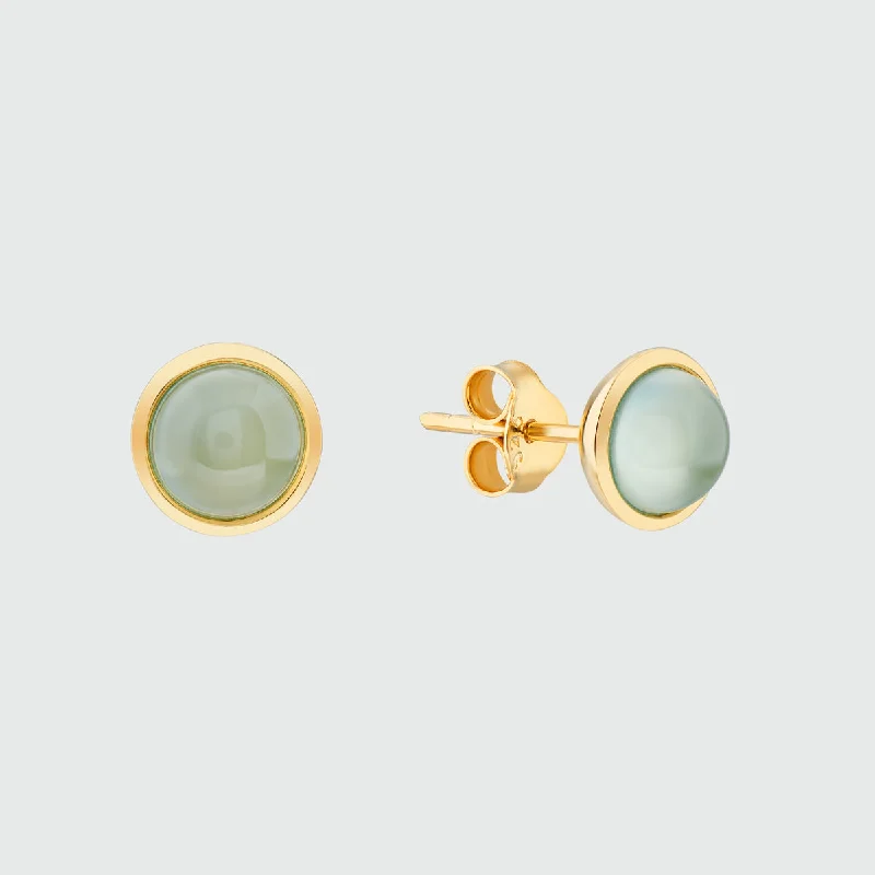 women’s heart-shaped earrings -Aurora Aqua Chalcedony & Gold Vermeil Stud Earrings