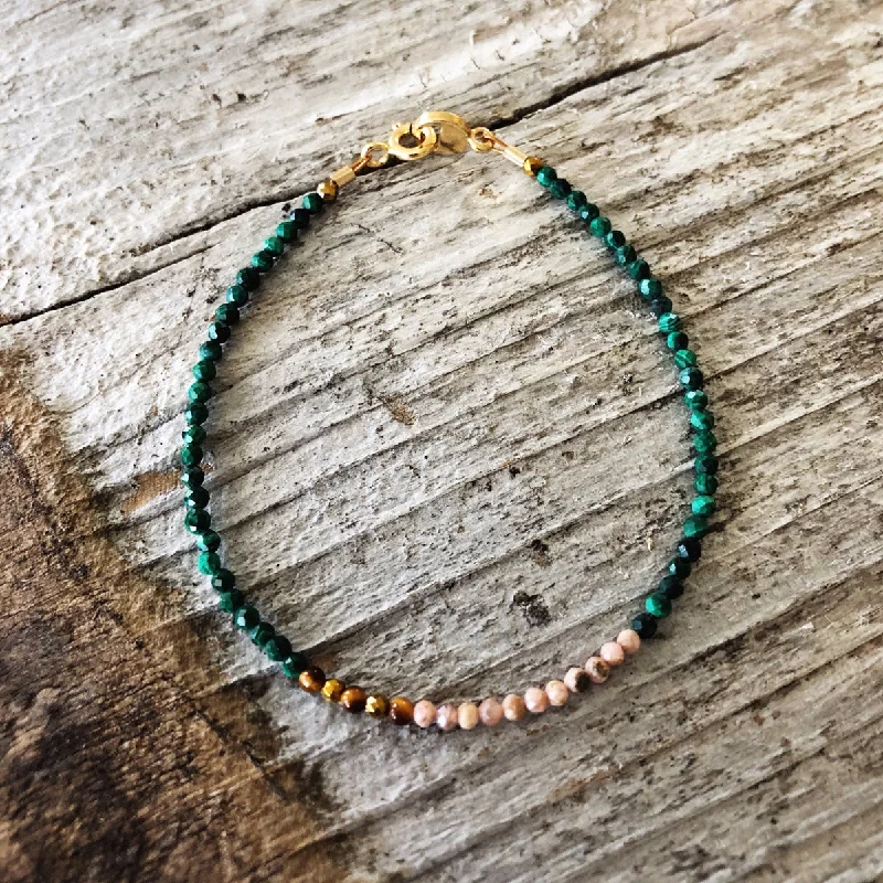 minimalistic bracelets for women -"Julian" Malachite Gemstone Beaded Bracelet