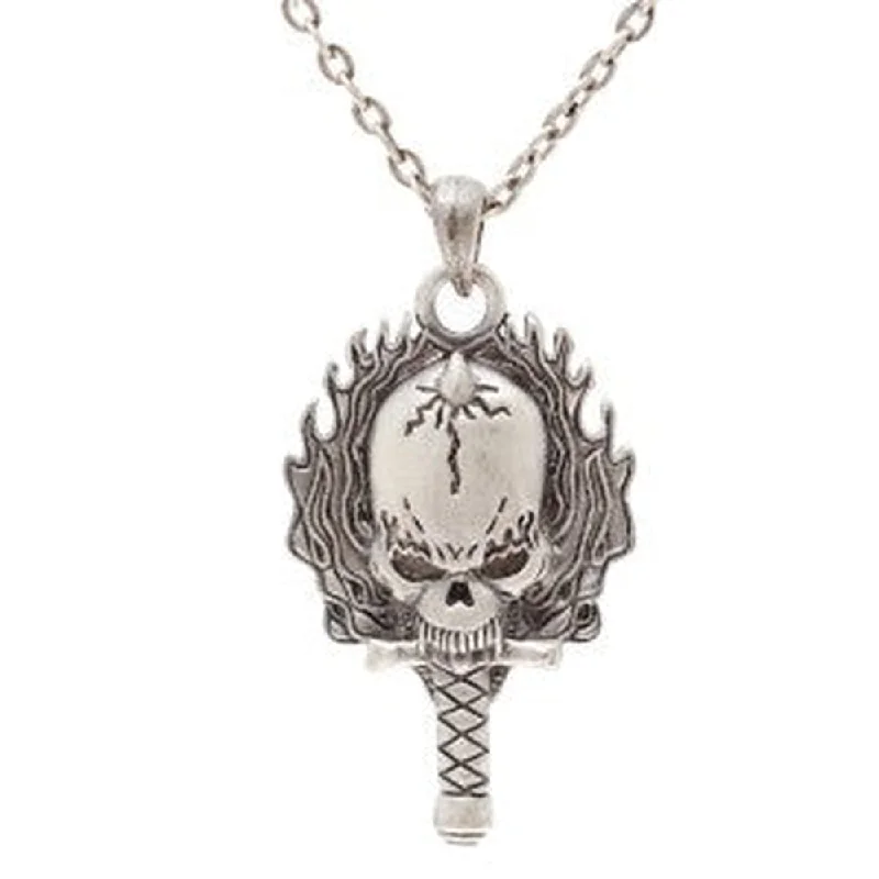 diamond necklaces for women -Flaming Dagger Skull Necklace