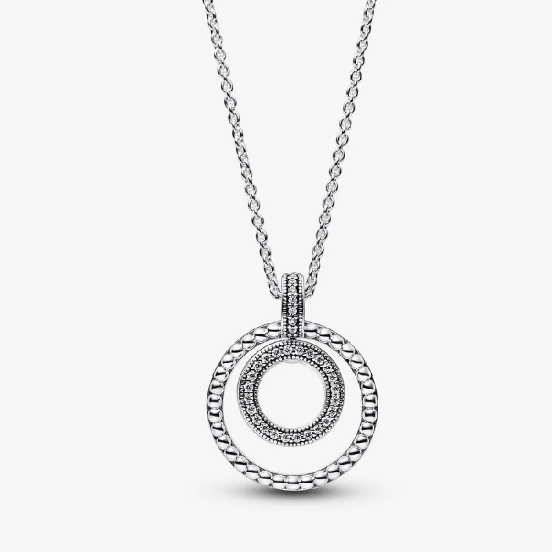 sterling silver necklaces -Pandora Signature Pavé & Beads Pendant & Necklace