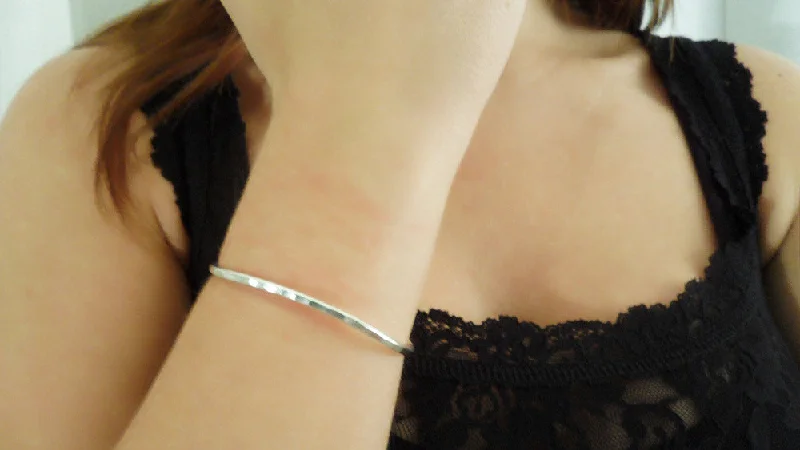 trendy bangle bracelets -Small Sterling Silver Cuff Bracelet