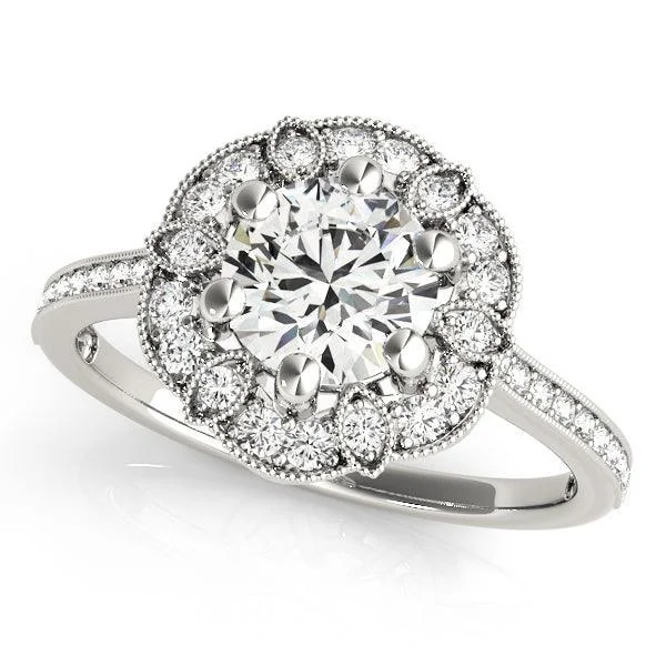 women’s silver bands -Moriah Halo Engagement Ring