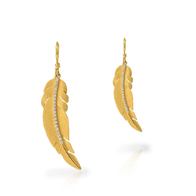 radiant cut earrings -Curved Feather Earring