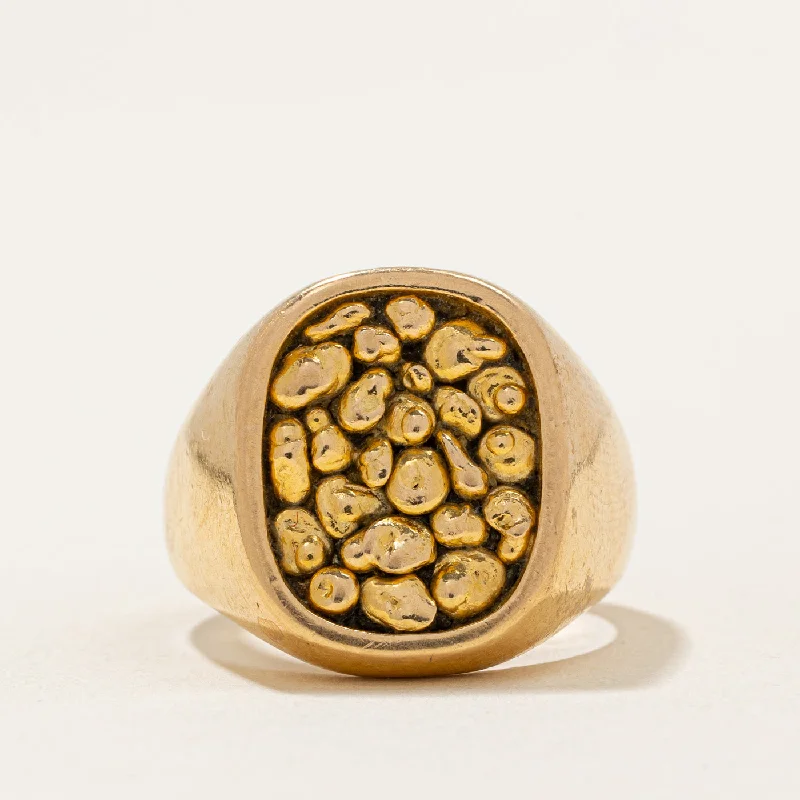 bold fashion rings -Cavelti' 18k Yellow Gold Nugget Ring | SZ 7.5 |