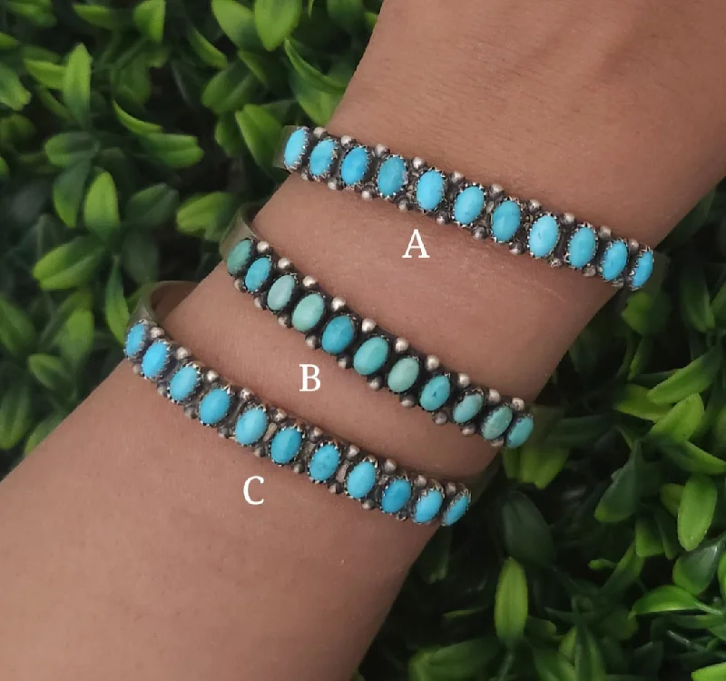 custom bangles with initials -Stamped Sterling Silver Turquoise 11 Stone Stacker Cuff Bracelets