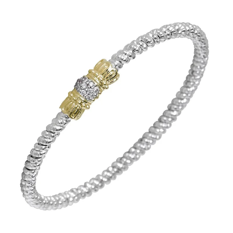 diamond bangle bracelets for women -Acanthus 3mm Bracelet with Pave Center