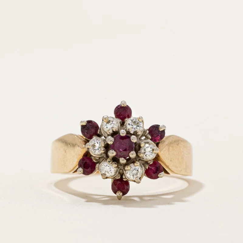 women rings -Ruby & Diamond Cocktail Ring | 0.68ctw, 0.24ctw | SZ 8 |