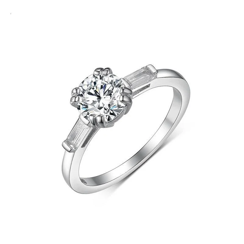 vintage engagement rings -1.0 Ct Round Cut D Color Diamond Engagement Ring