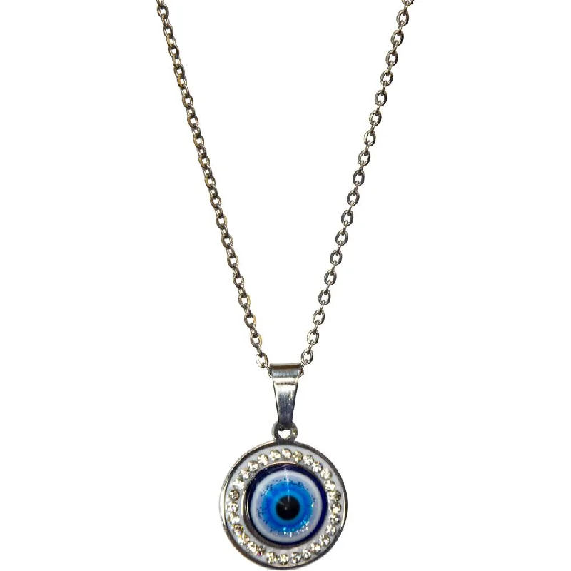 custom name necklaces for her -Evil Eye Protection Necklace - Evil Eye with Gems