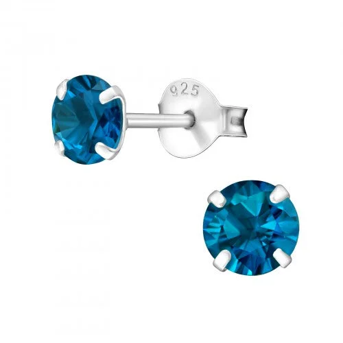 trendy gemstone earrings -Children's Sterling Silver 'December Birthstone'  Stud Earrings